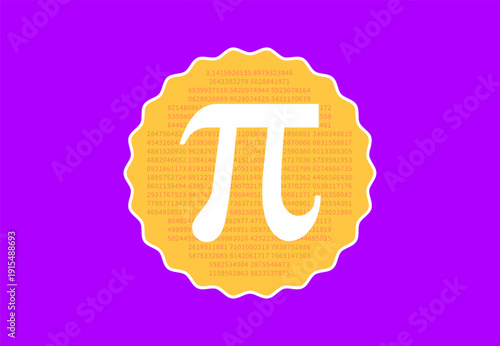 Mathematical Pi Day Celebration with Greek Symbol and Geometric Elements for Educational Science Holiday