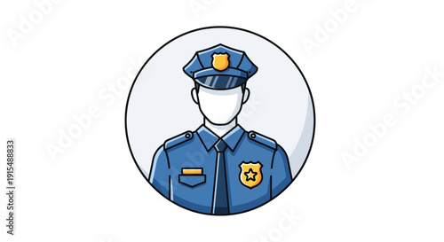 Police Officer Avatar Icon Illustration.
