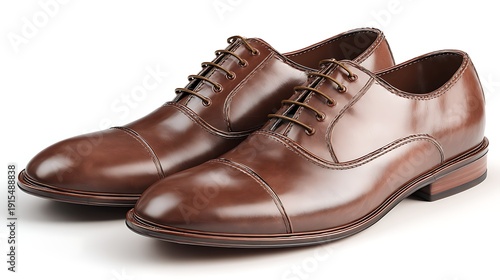 Wallpaper Mural Pair of Brown Leather Oxford Shoes on White Background Torontodigital.ca