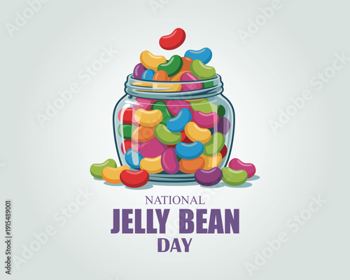 National Jelly Bean Day. Vector Illustration. The classic flavors were cherry, apple, lemon, and blueberry, with countless innovative flavors added overtime. flat style design.