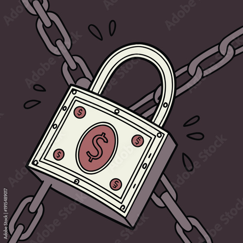 Ransomware Lock With Dollar Sign Vector Illustration