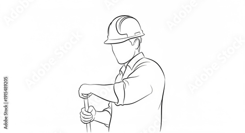 Construction Worker Sketch Illustration.