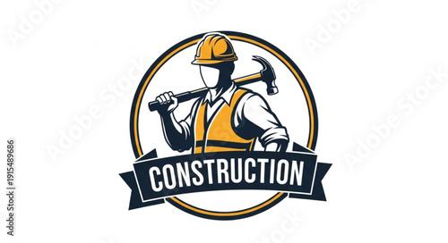 Construction Worker Logo Illustration.