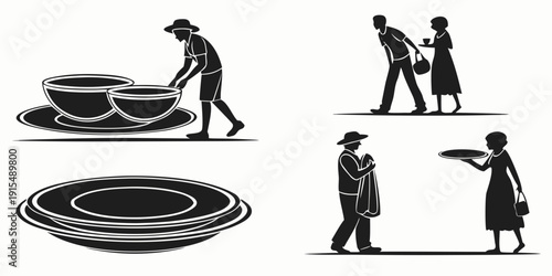 Foto People engaged in various activities involving round objects and equipment Vecto