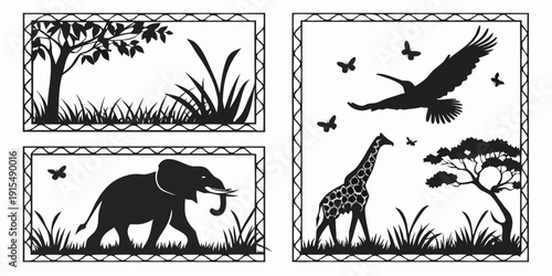 Bild auf Leinwand A diverse collection of prehistoric animals from different eras Vector