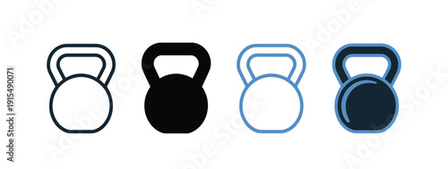 Four Kettlebell Icons in Different Colors