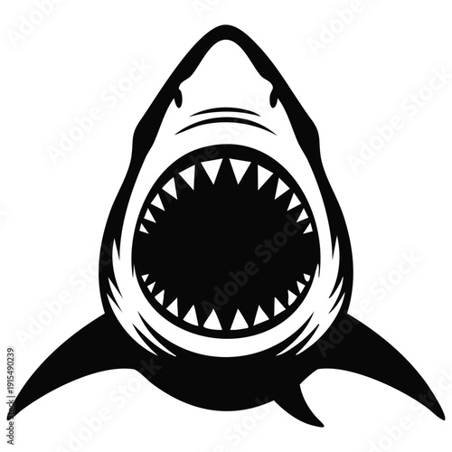 Simple silhouette style illustration of streamlined shark on clean white background vector art