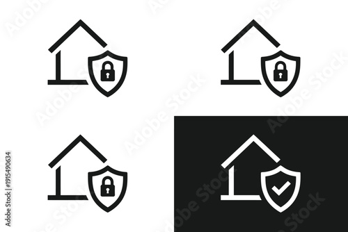 Simple House Shield Security Logos