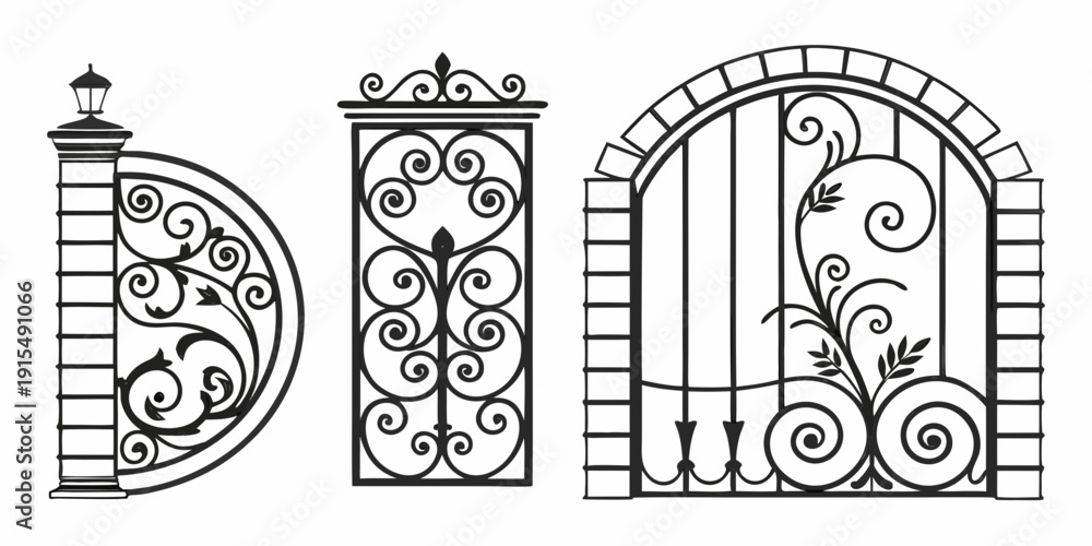 Obraz premium A collection of ornate, intricate door designs with unique patterns and shapes. Vector
