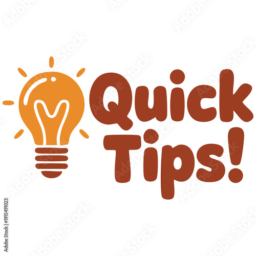 Quick tips label with lightbulb symbol for knowledge sharing and study advice vector illustration