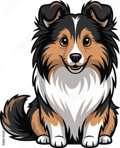 Cute cartoon a illustrator vector shetland sheepdog