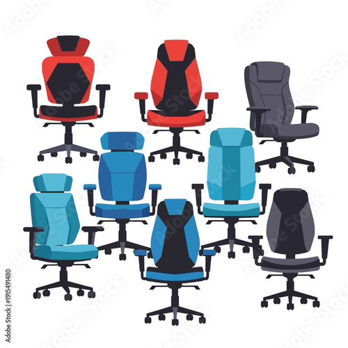 Collection of Ergonomic Gaming and Office Chairs, Modern Design, Various Colors