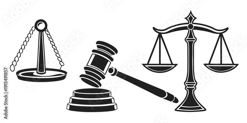 A gavel and scales of justice symbolizing the legal system and fairness Vector