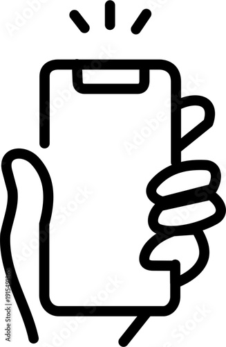 Dynamic line art graphic of a hand holding a smartphone, showcasing a vibrant neon green glow emanating from the screen, suggesting innovation and connectivity.