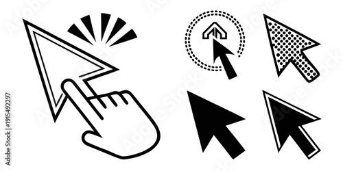 Illustration of various computer mouse pointers and their functions Vector