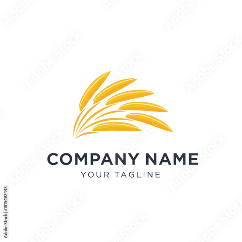 Golden Leaf Logo Design Element Template.