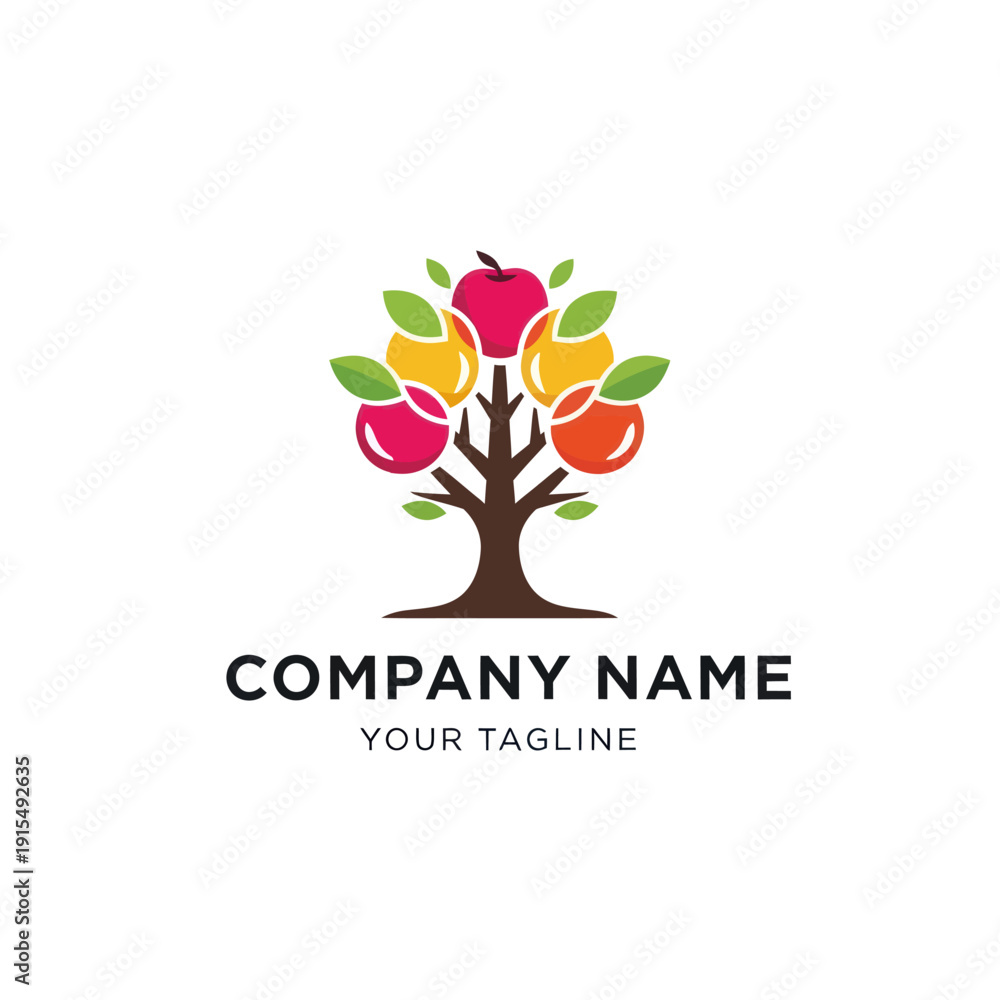 Obraz premium Colorful Fruit Tree Logo Design Element.