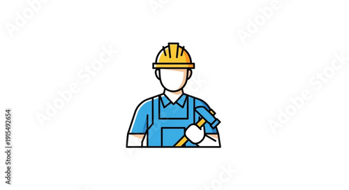 Construction Worker with Hammer Icon.