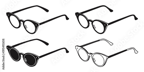A diverse collection of stylish and modern eyeglasses for various preferences Vector