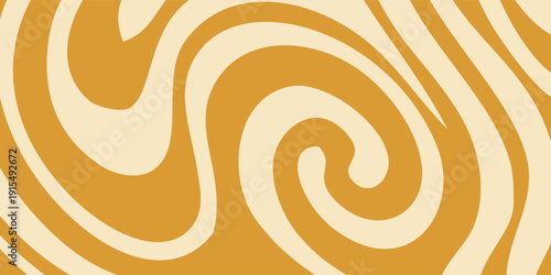 Abstract Swirl Pattern in Mustard Yellow and Cream Colors.