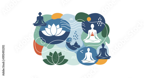 Colorful abstract design on various supplement packaging.