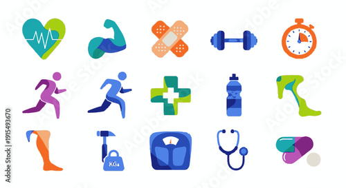 Colorful abstract design on various supplement packaging.