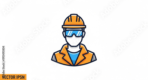 Construction Worker Wearing Hard Hat.