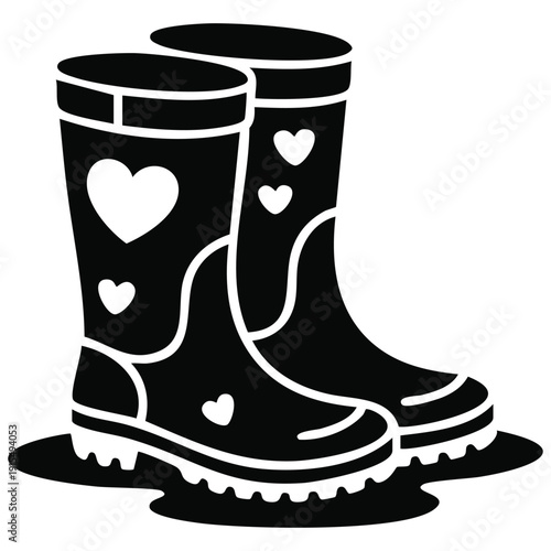 Protective galoshes with romantic pattern for rainy day fashion vector design