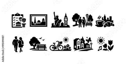 Weather, climate silhouette icon set. Forecast, meteorology symbols collection