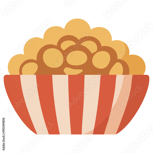 Big bowl of popcorn in doodle style for movie and entertainment concepts vector design