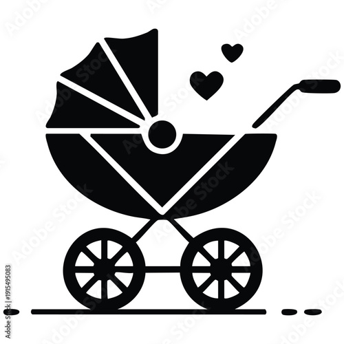 Classic baby carriage symbol for parenthood and infant care concepts vector design