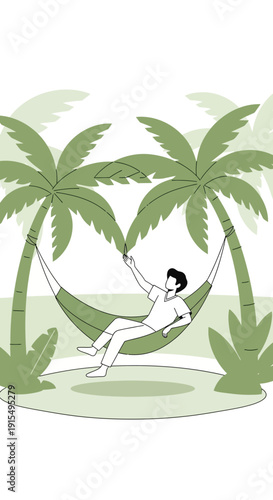 Serene Tropical Getaway Vacation Relaxation Under Palm Trees