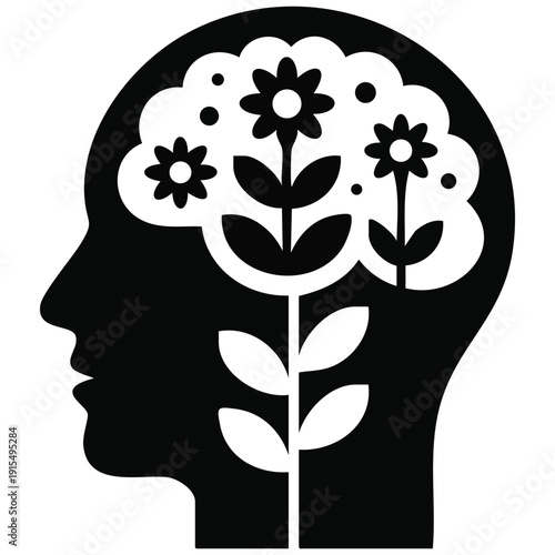 Psychology icon with brain silhouette for psycho therapy concepts vector art