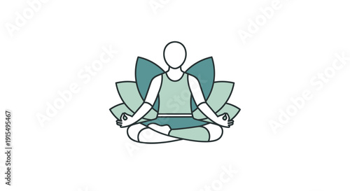 Person in Lotus Position Meditating with Lotus Flower Background.