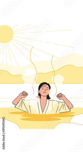 Serene Woman Embraces Tranquil Waters Under Warm Sunlight