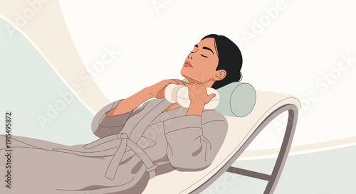 Serene Woman Indulging In Relaxing Spa Treatment And Facial Massage