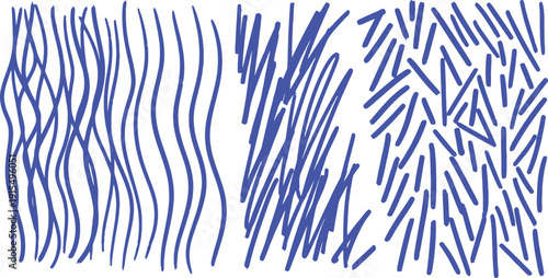 A digital illustration of blue scribbles on a white background