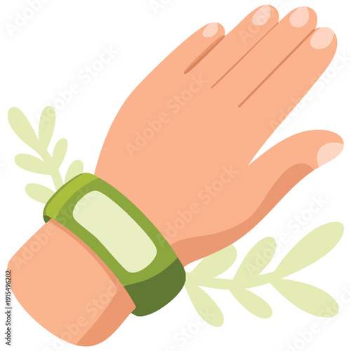 Mosquito repellent bracelet on hand for insect protection concept vector design