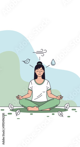 Serene Woman Meditating Outdoors Finding Inner Peace and Harmony