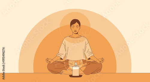 Serene Woman Meditating With Candle And Aura Aura Meditation Spiritual Growth Serenity And Calm