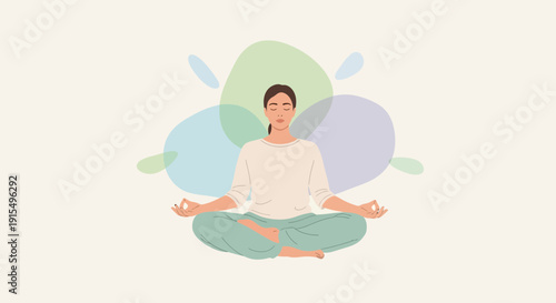 Serene Woman Meditating Peaceful Inner Calm Achieved Through Mindfulness Practice