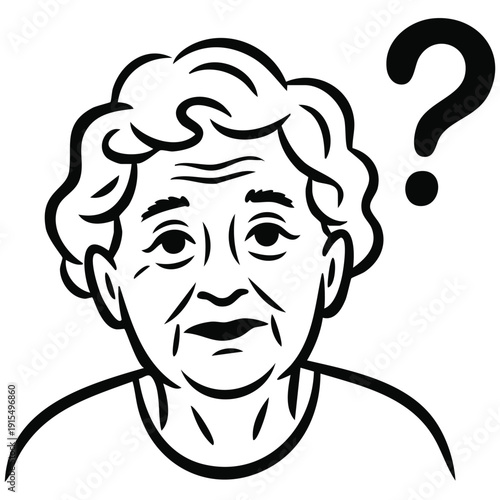 Confused grandma portrait for family and senior concepts vector illustration
