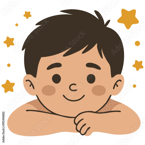 Cheerful boy child with big smile vector illustration