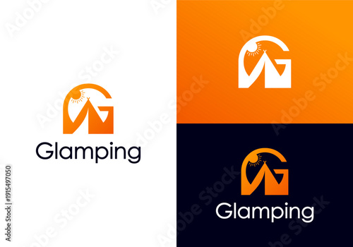 tent icon logo design vector initial G