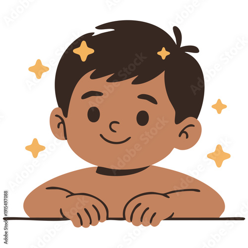 Happy young boy face for children designs vector art