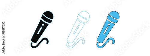 Three distinct wired microphone icons for audio input.