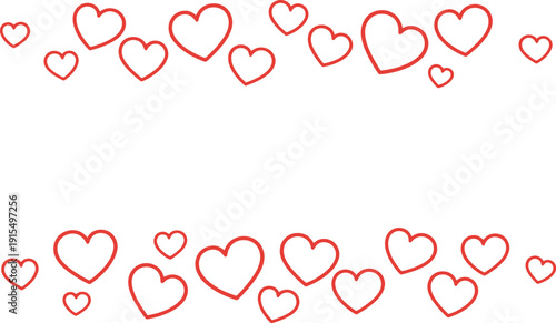 A whimsical illustration of red hand-drawn hearts on a white background, perfect for Valentine's Day or love-themed designs