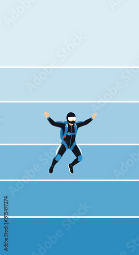 Skydiver Freefalling Against Gradient Sky Abstract Background