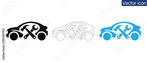 Professional car maintenance icons for repair and service use
