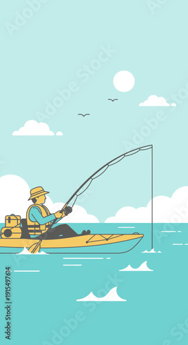 Solo Angler Navigating Calm Waters For a Peaceful Recreational Fishing Adventure